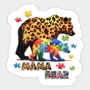 Autism Mama Bear Autism Awareness Gift for Birthday, Mother's Day, Thanksgiving, Christmas Sticker